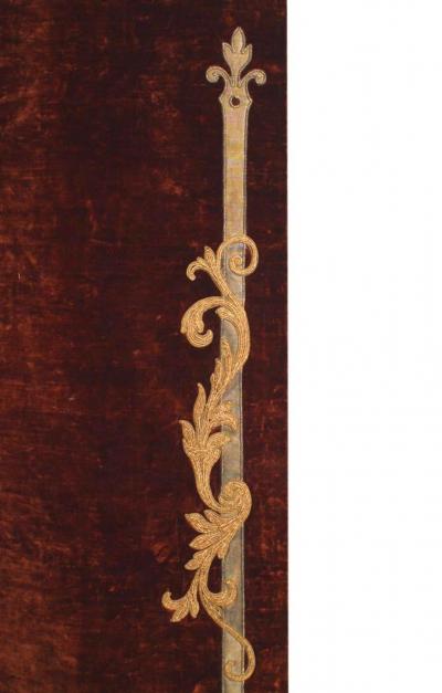 Pair of Italian Renaissance Style Brown Velvet Metallic Embroidered Drapes