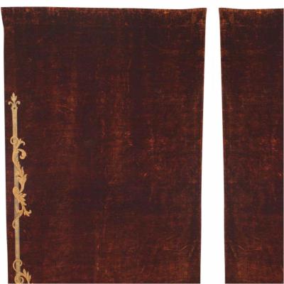 Pair of Italian Renaissance Style Brown Velvet Metallic Embroidered Drapes