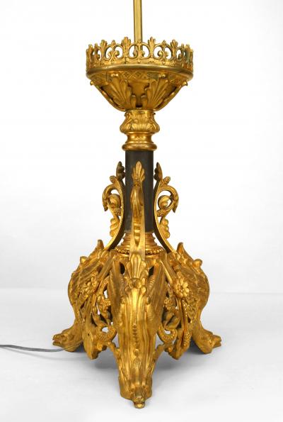 Pair of Italian Renaissance Style Gilt Bronze Filigree Table Lamps