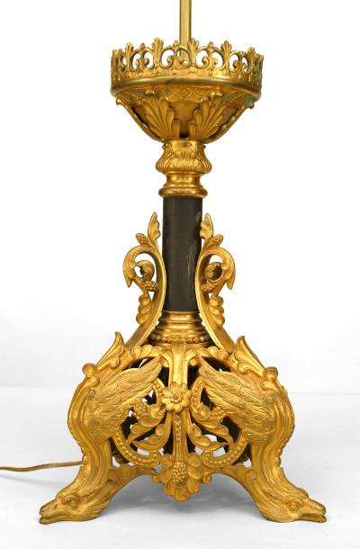 Pair of Italian Renaissance Style Gilt Bronze Filigree Table Lamps
