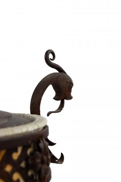 Pair of Italian Renaissance Style Iron and Alabaster Table Lamps