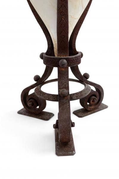 Pair of Italian Renaissance Style Iron and Alabaster Table Lamps