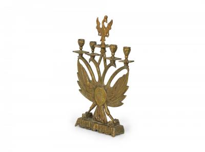 Pair of Italian Renaissance Style Judaica Eagle Candelabras