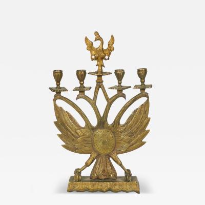 Pair of Italian Renaissance Style Judaica Eagle Candelabras