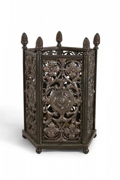 Pair of Italian Renaissance Style Metal Filigree Pentagonal Umbrella Stands