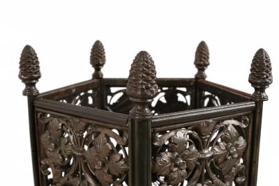 Pair of Italian Renaissance Style Metal Filigree Pentagonal Umbrella Stands