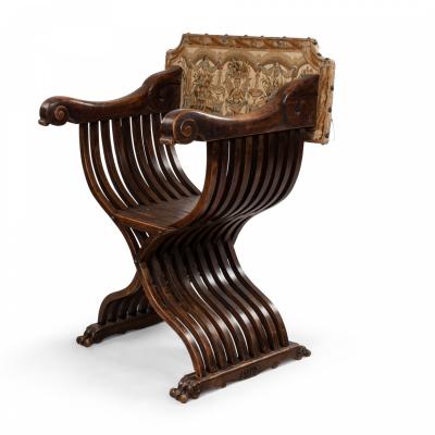 Pair of Italian Renaissance Walnut Arm Chairs