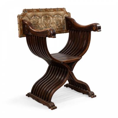 Pair of Italian Renaissance Walnut Arm Chairs