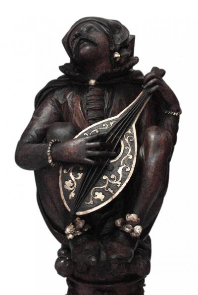 Pair of Italian Renaissance Walnut Musician Figures