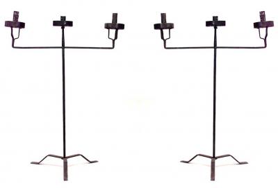 Pair of Italian Renaissance Wrought Iron Floor Torchieres