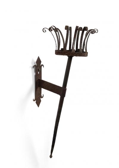 Pair of Italian Renaissance Wrought Iron Torch Wall Sconces