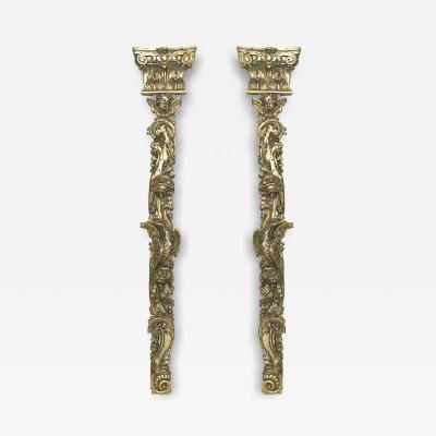 Pair of Italian Rococo Carved Pilaster Wall Plaques