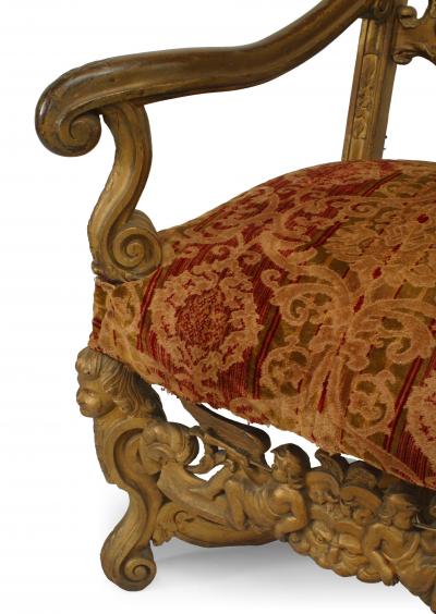 Pair of Italian Rococo Gilt Eagle Arm Chairs