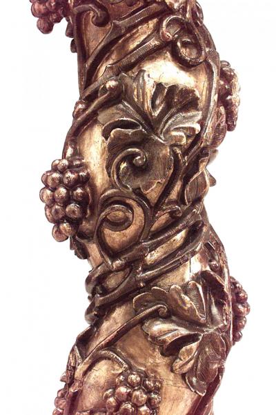 Pair of Italian Rococo Gilt Polychromed Solomonic Column Floor Lamps