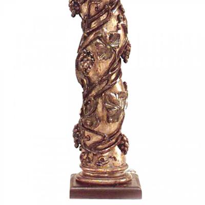 Pair of Italian Rococo Gilt Polychromed Solomonic Column Floor Lamps