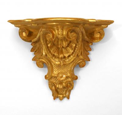 Pair of Italian Rococo Gilt Wall Shelves
