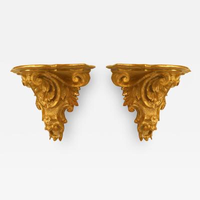 Pair of Italian Rococo Gilt Wall Shelves