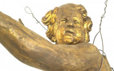 Pair of Italian Rococo Gold Painted Cupids