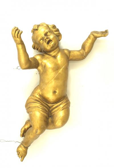 Pair of Italian Rococo Gold Painted Cupids
