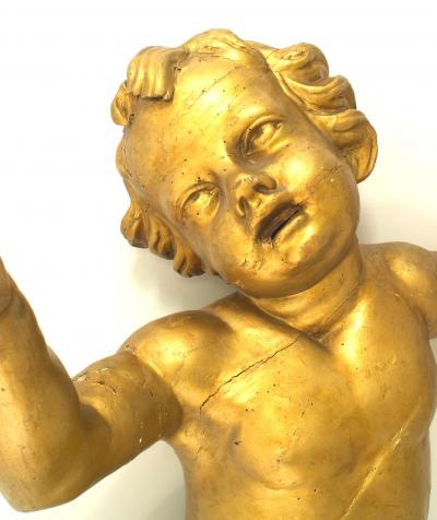 Pair of Italian Rococo Gold Painted Cupids