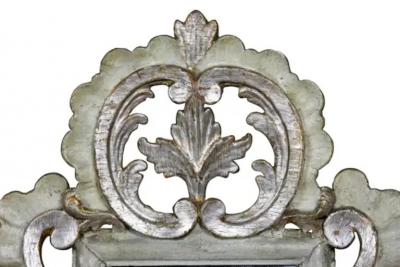 Pair of Italian Rococo Gray Painted and Silver Gilt Girandole Mirrors