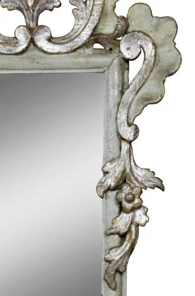 Pair of Italian Rococo Gray Painted and Silver Gilt Girandole Mirrors