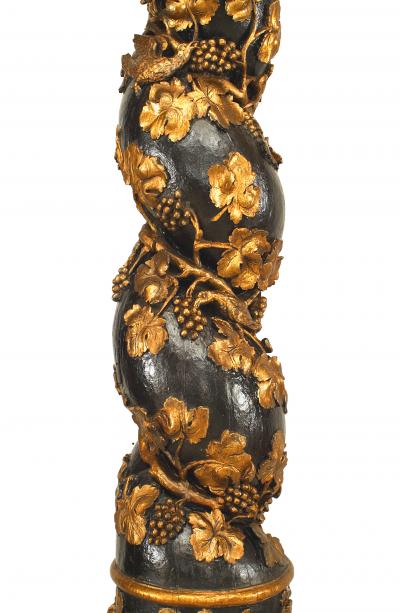 Pair of Italian Rococo Painted Carved Columns