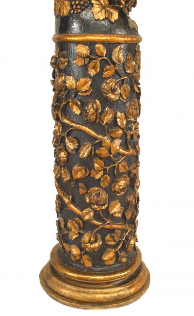 Pair of Italian Rococo Painted Carved Columns