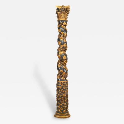 Pair of Italian Rococo Painted Carved Columns