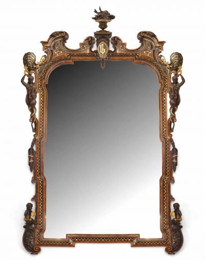 Pair of Italian Rococo Revival Style Rosewood Mirrors