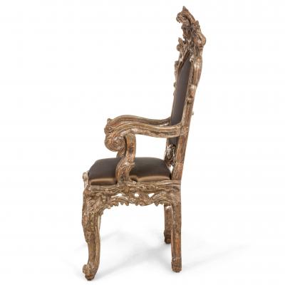 Pair of Italian Rococo Silver Gilt Throne Chair