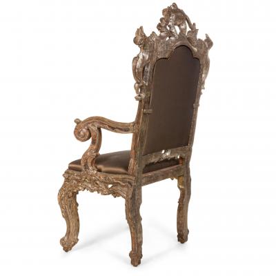 Pair of Italian Rococo Silver Gilt Throne Chair