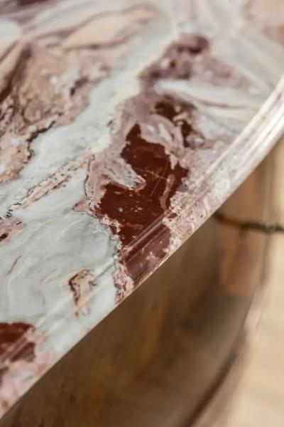 Pair of Italian Rococo Style 1900s Marble Top Bomb Commodes with Marquetry