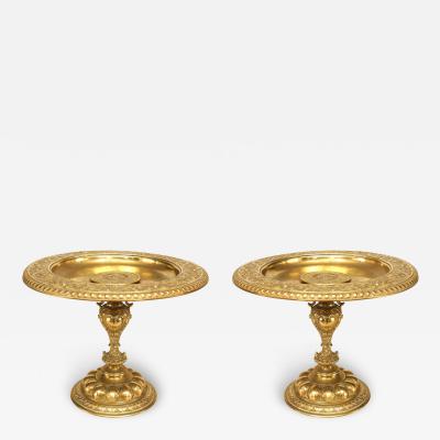 Pair of Italian Rococo Style Bronze Dore Compotes