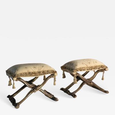 Pair of Italian Rococo Style Gilt Pliants or Stools