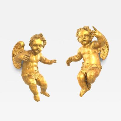 Pair of Italian Rococo Style Life Size Hanging Cupids