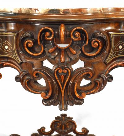 Pair of Italian Rococo Style Rosewood Consoles