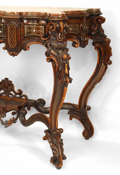 Pair of Italian Rococo Style Rosewood Consoles
