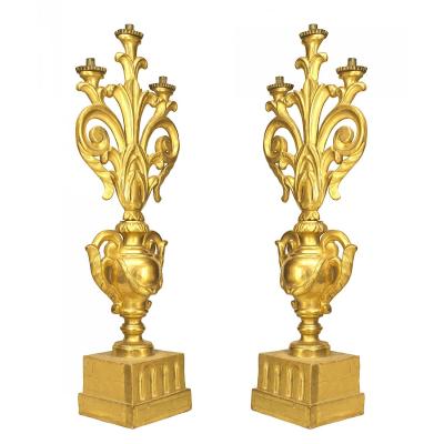 Pair of Italian Rococo Urn Shaped Candelabras