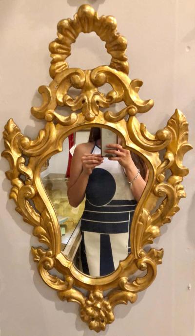 Pair of Italian Rococo Wall Mirrors Giltwood Carved