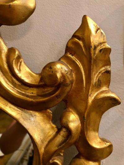 Pair of Italian Rococo Wall Mirrors Giltwood Carved