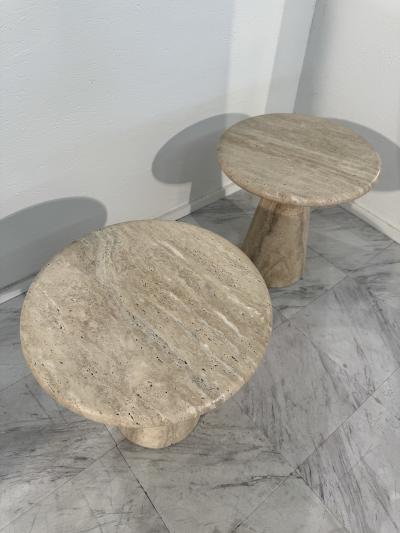 Pair of Italian Travertine Side Tables 1970s