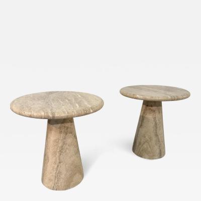 Pair of Italian Travertine Side Tables 1970s