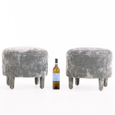 Pair of Italian Velvet Upholstered Boudoir Stools C 1970