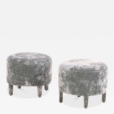 Pair of Italian Velvet Upholstered Boudoir Stools C 1970