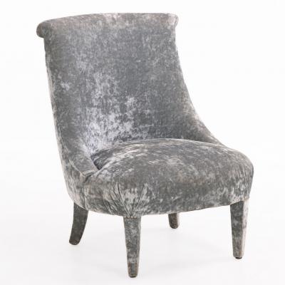 Pair of Italian Velvet Upholstered Slipper Chairs C 1970