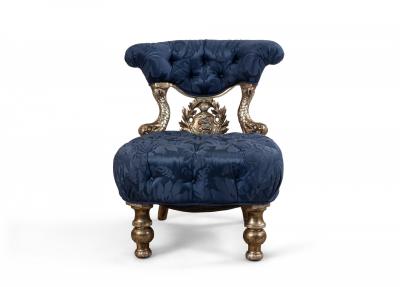 Pair of Italian Venetian Blue Tufted Chairs
