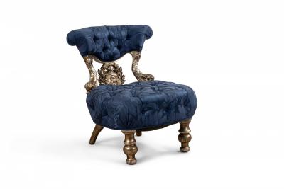 Pair of Italian Venetian Blue Tufted Chairs