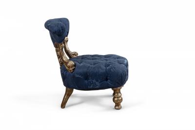 Pair of Italian Venetian Blue Tufted Chairs