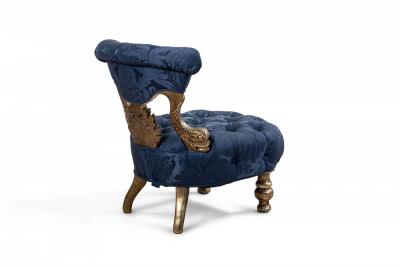Pair of Italian Venetian Blue Tufted Chairs
